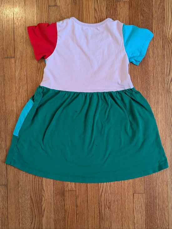 Girls Colorblock Floral Appliqué Dress - Green & Pink - Picture 2 of 4